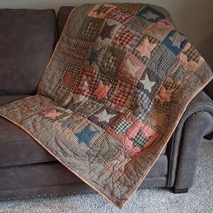 Antique Inspired Farmhouse Primitive Quilt Wall Hanging 36" X 52".